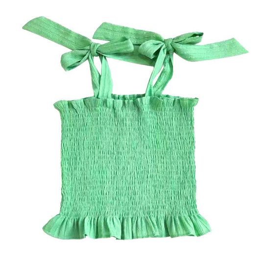 Tween Tie Green Smocked Top