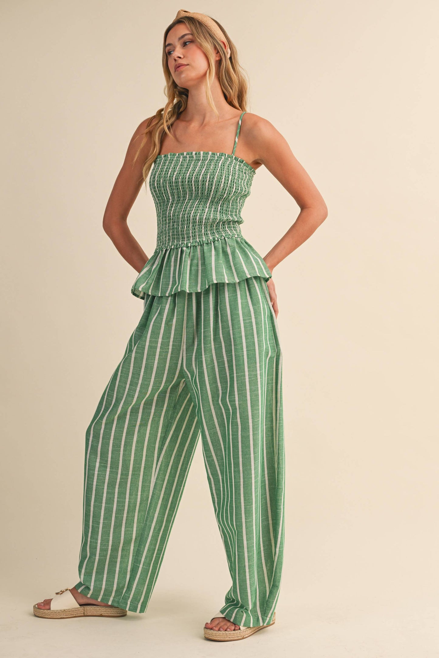 Seabreeze Stripe Linen Blend Pants Set