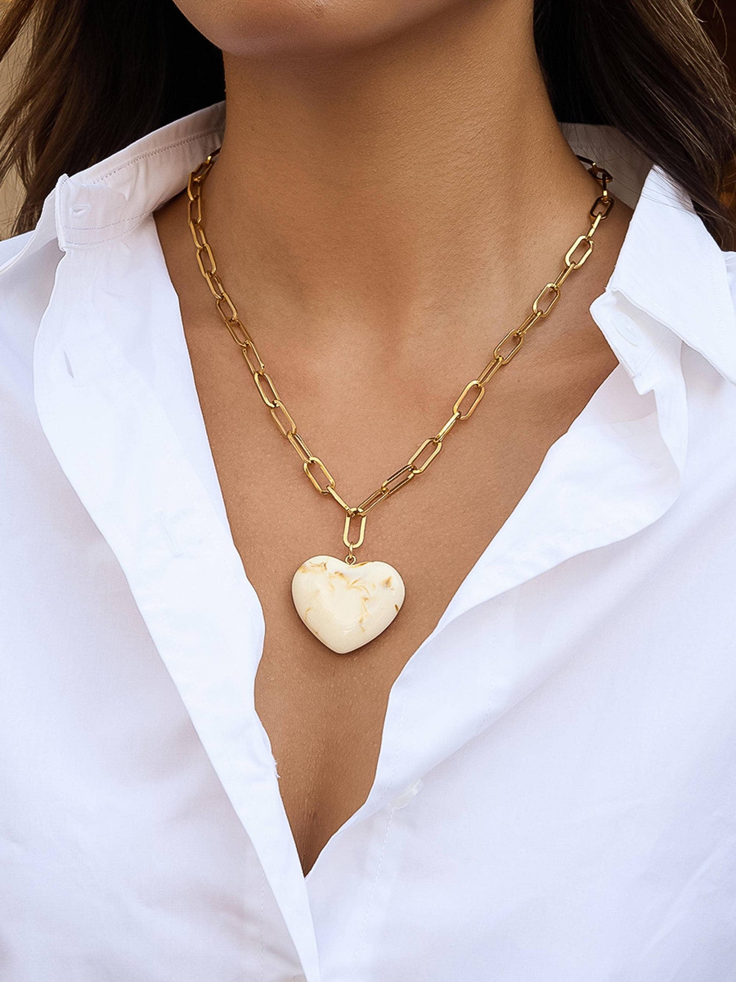 Rouelle 18K Gold Non-Tarnish Heart Chain Necklace