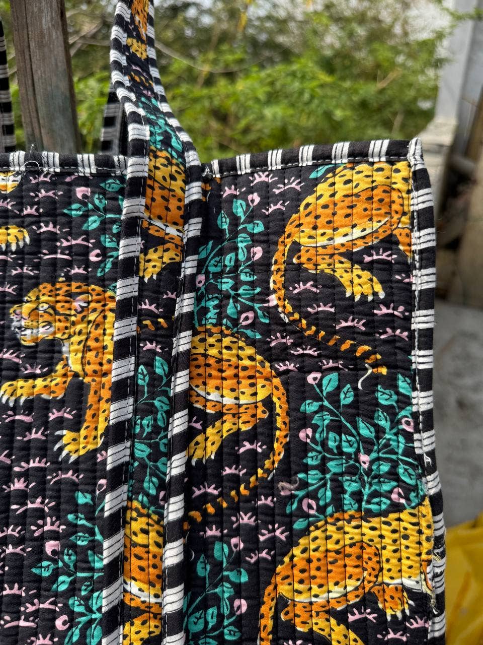 Jungle Walk Quilted Cotton Tote Bag