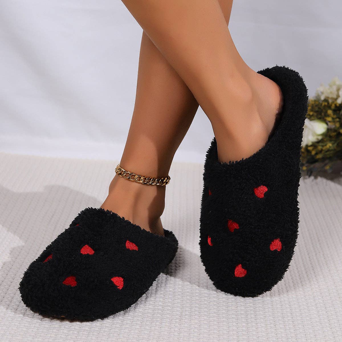 Heart Shaped Cozy Warm Cotton Slippers for Home
