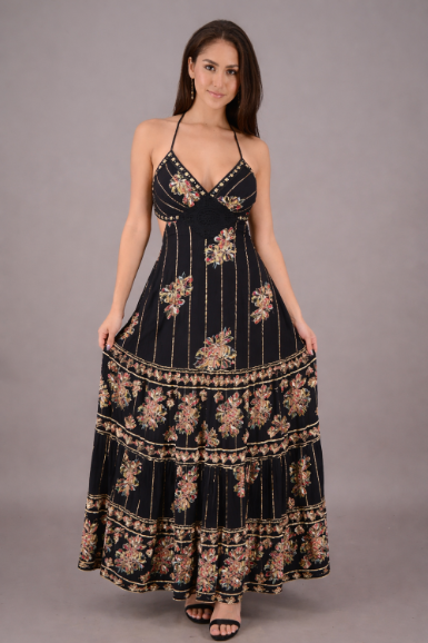 Boho Bloom Cutout Maxi Dress