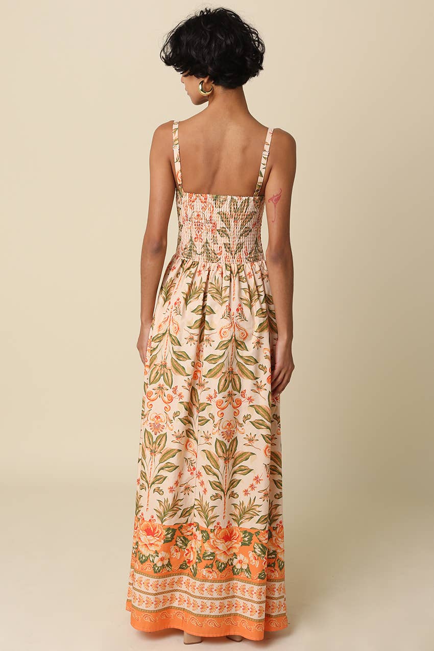 Sienna Botanical Border Maxi Dress