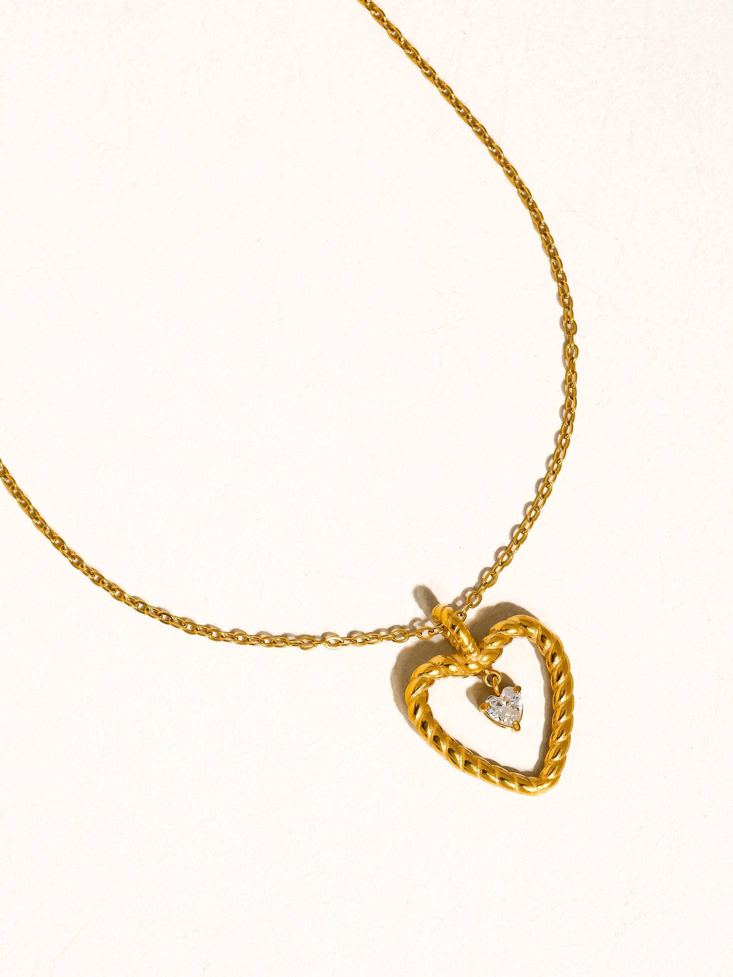 Freya 18K Gold Non-Tarnish CZ Heart Drop Necklace