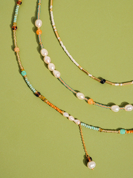 18K Handmade Odette Bohemian Stack Beaded Necklaces