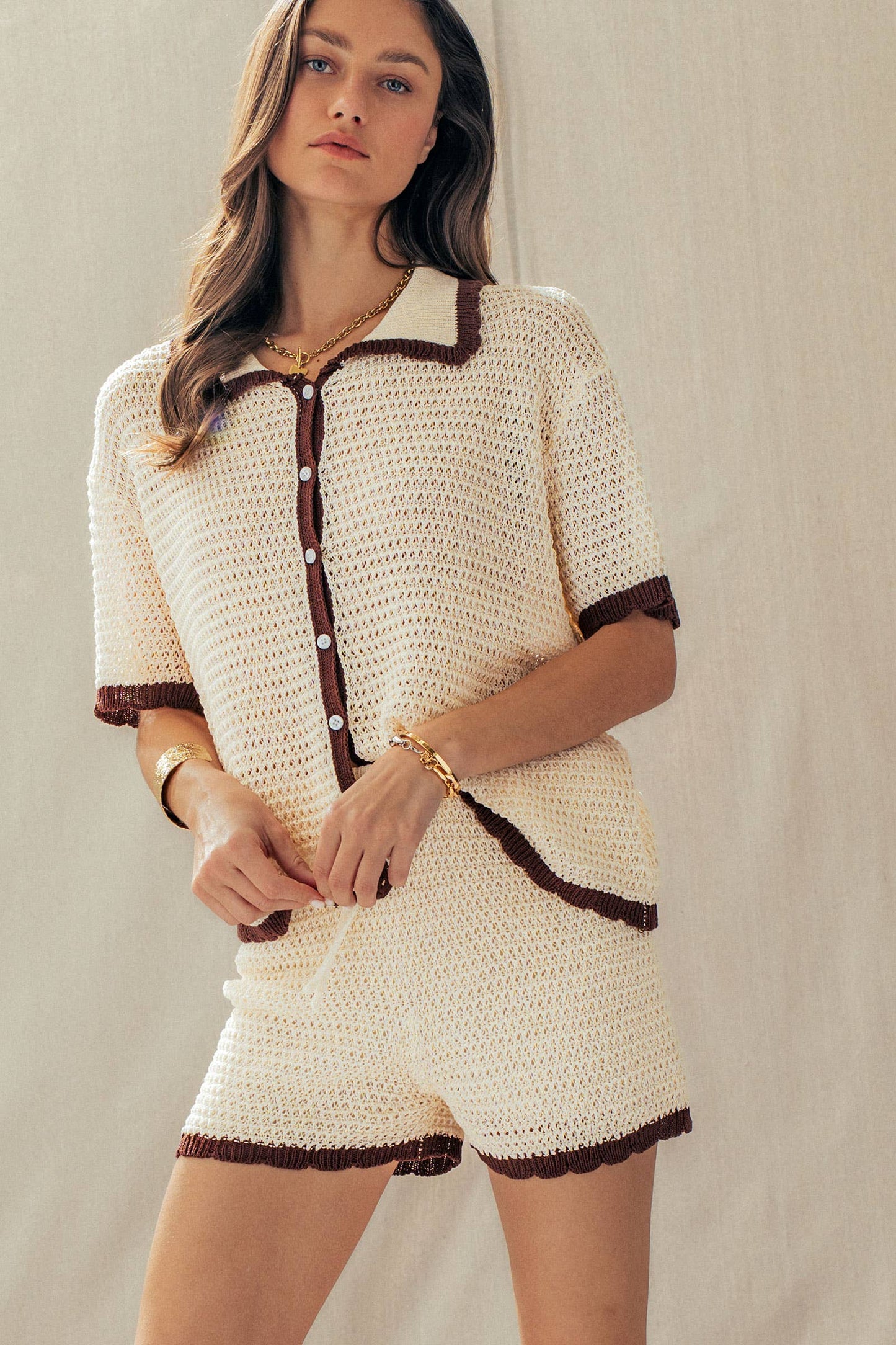 Talia Crochet Knit Two-Piece Set