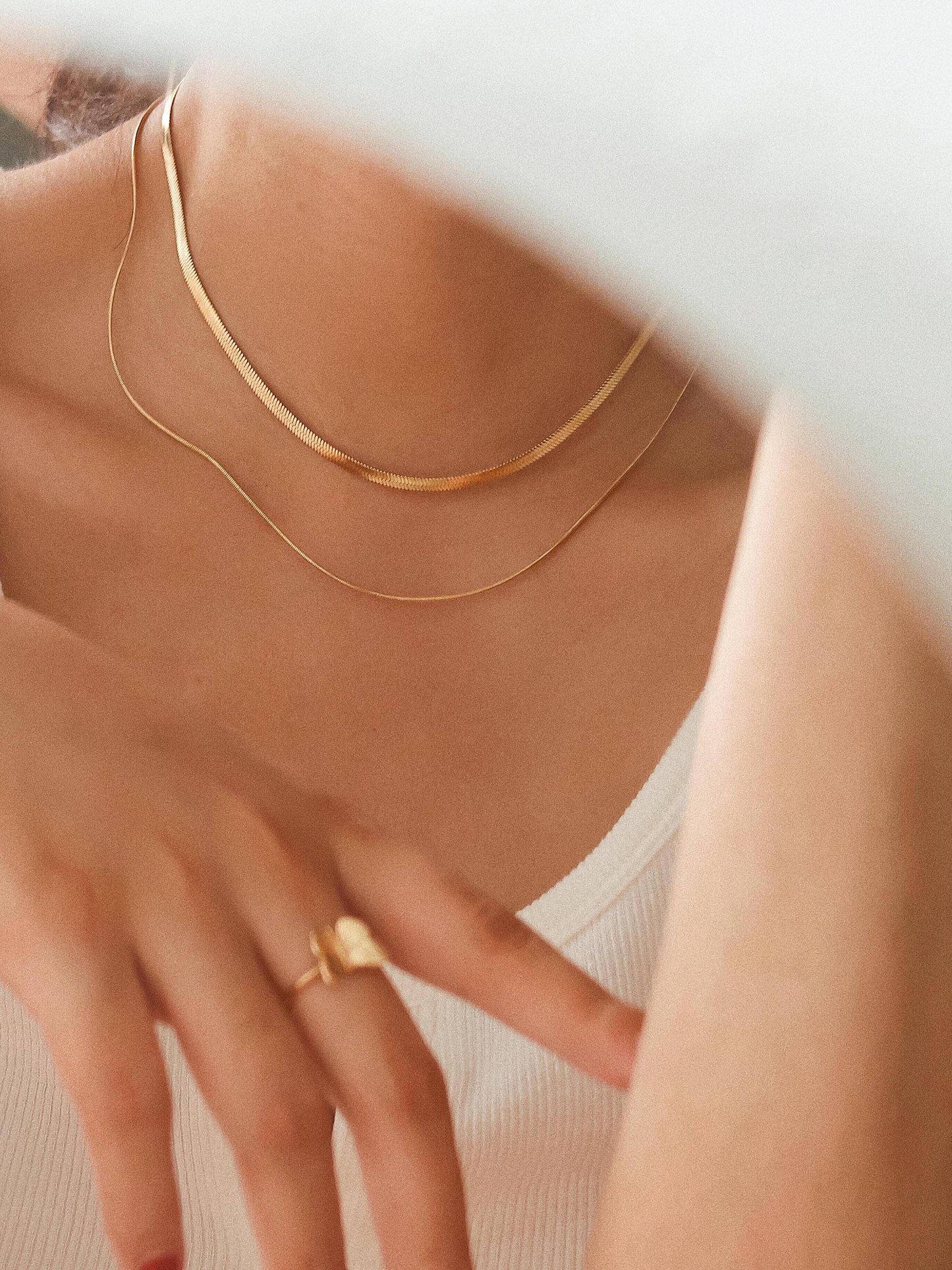 Snake Jean Layered Flat Chain Necklace