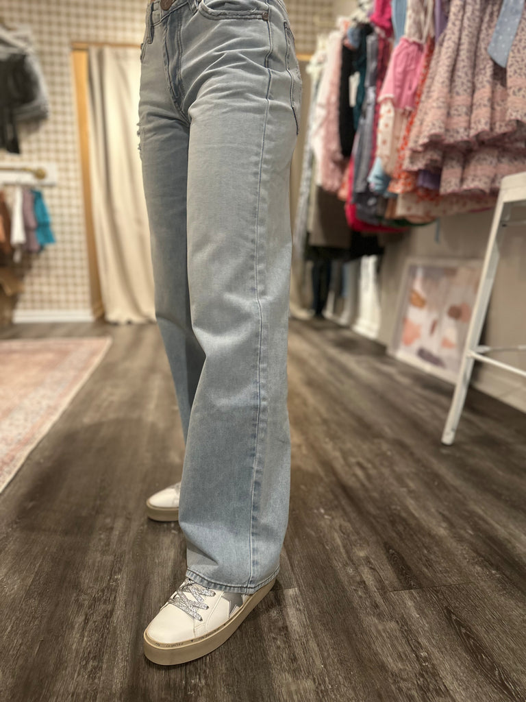 BLUE LATTE LOWRIDER WIDE LEG JEANS - ONE TEASPOON