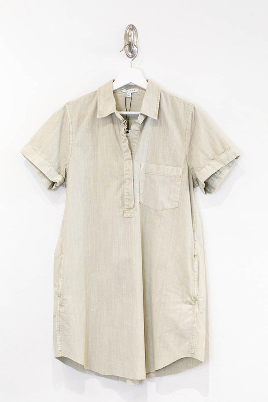Washed Stone Short Sleeve Shirt Dress