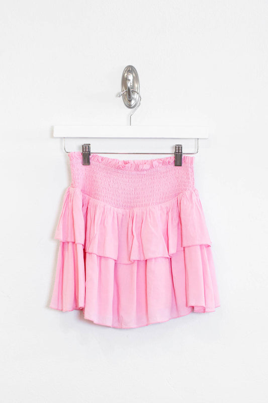 Pink Brooke Smocked Skirt (Juniors) Katiej NYC