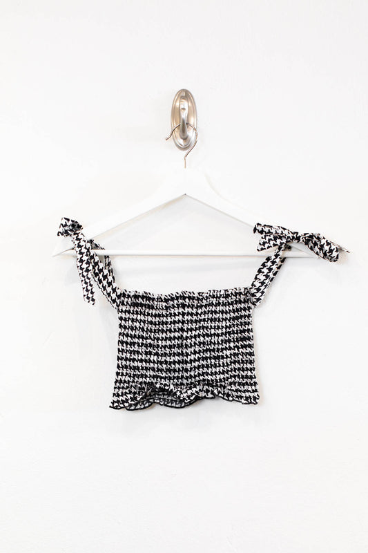 Jessie Black & White Houndstooth Crop Top Tween