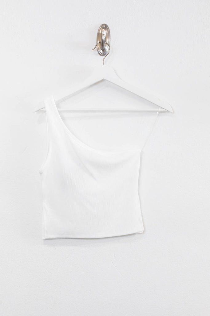 One Shoulder Crop Top With Side Slit - Womens