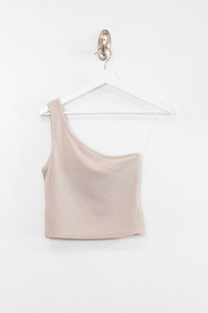 One Shoulder Crop Top With Side Slit - Womens