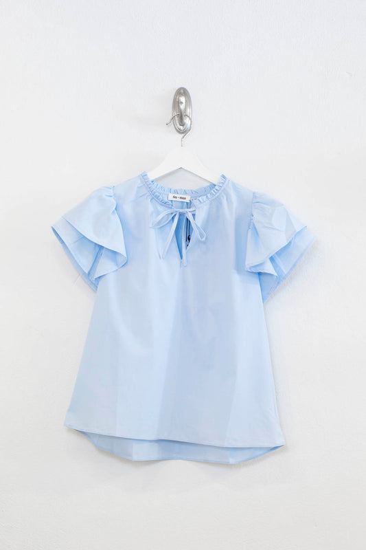 Sky Ruffle Sleeve Blouse