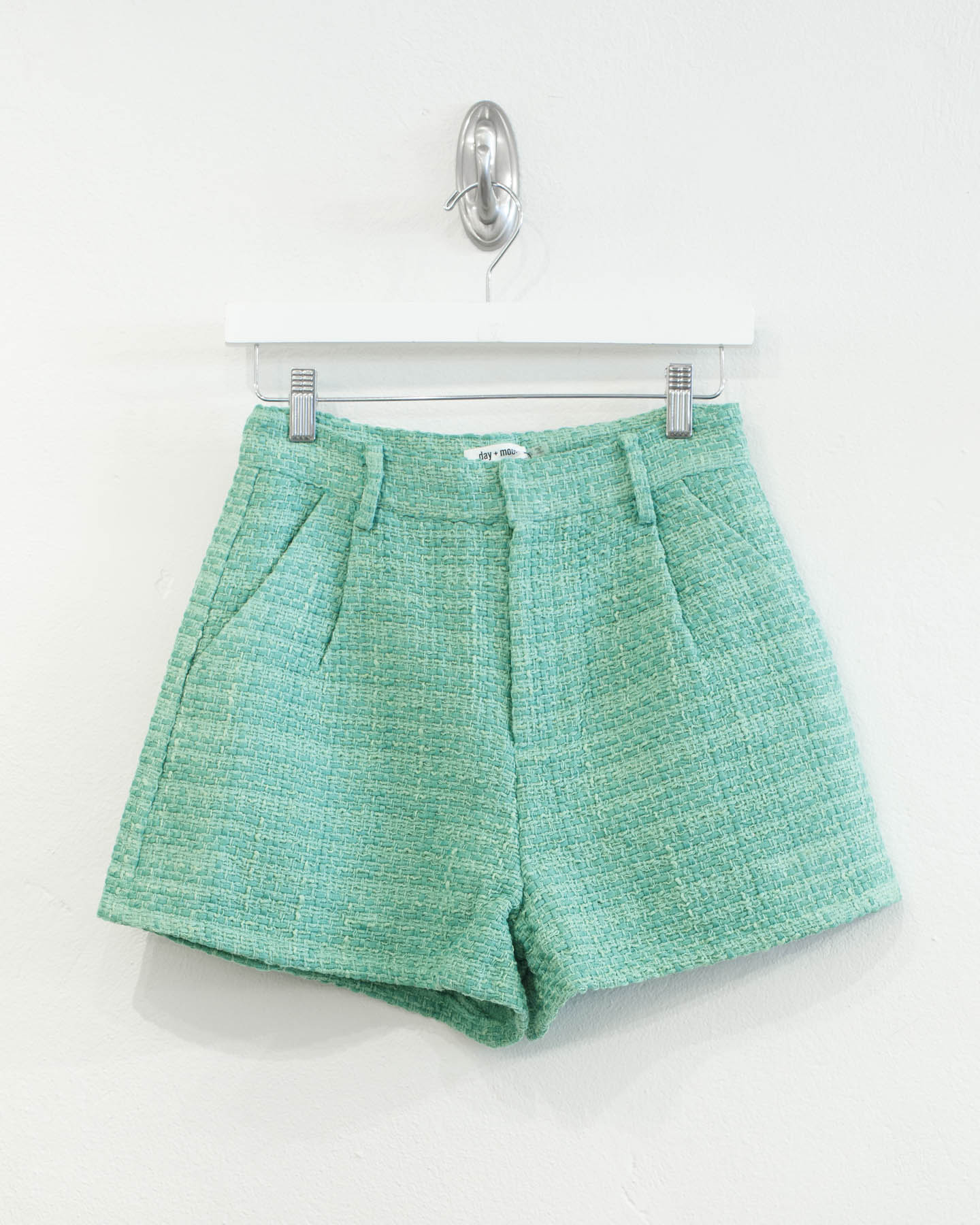 Tweed Pleaded Detail Shorts With Pockets - DM