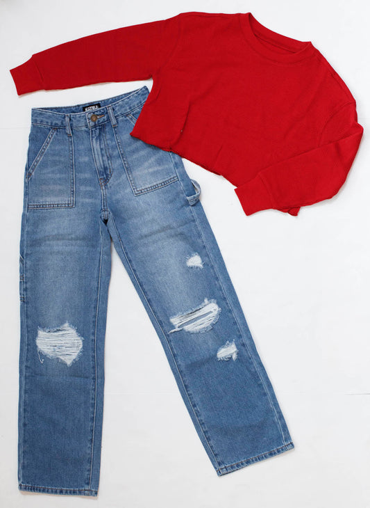 Houston Mid Wash Carpenter Jeans (Tweens) - Katie J