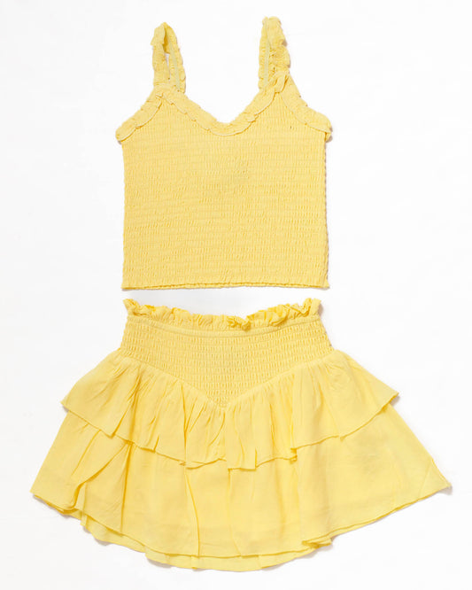 Brooke Lemon Smocked Skirt (Tweens) Katiej NYC