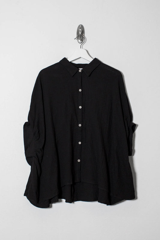 Flowy Gauze Oversized Button Down Shirt - DM