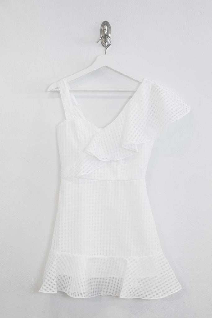 Asymmetric Detail Sheer Gingham Mini Dress - DM