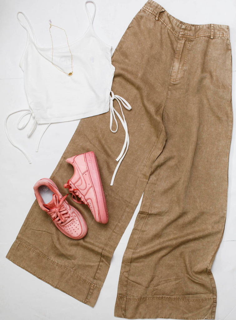 MS Elastic High Waist Wide Leg Pants
