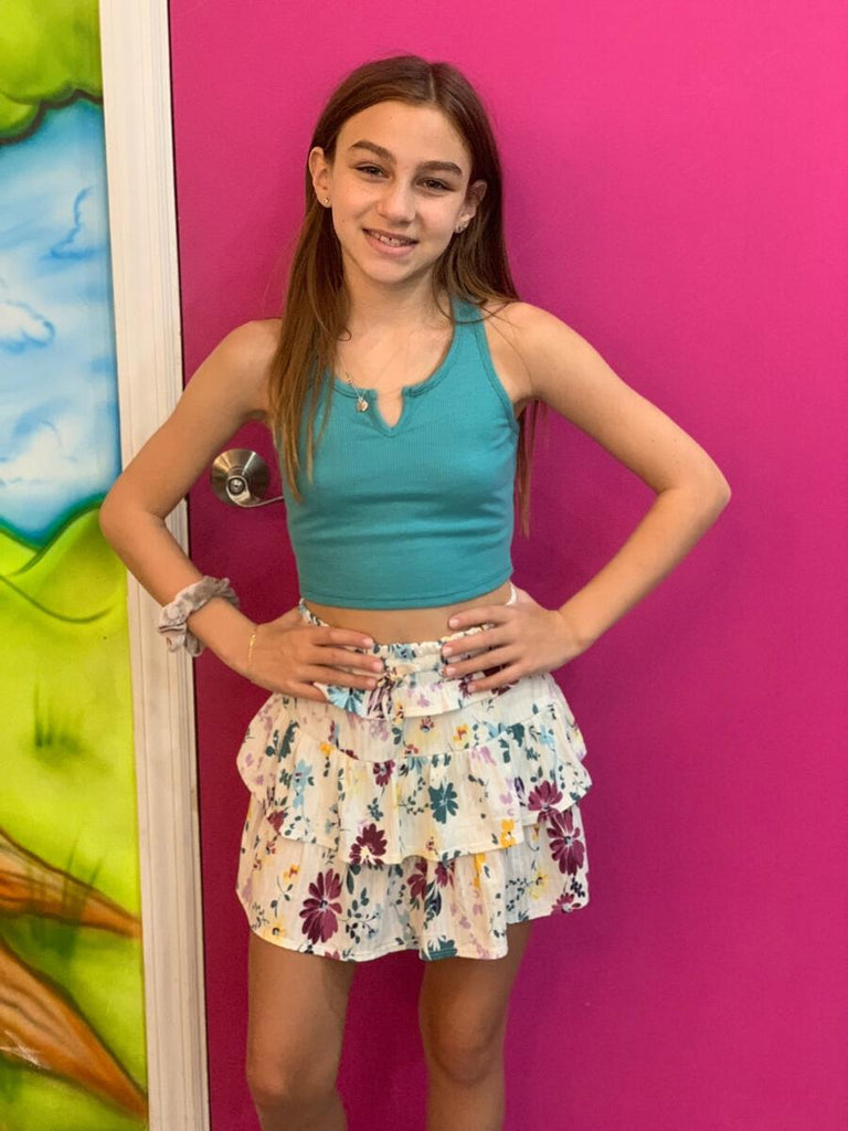 Ribbed Notch Neck Racerback Tank  - Tween