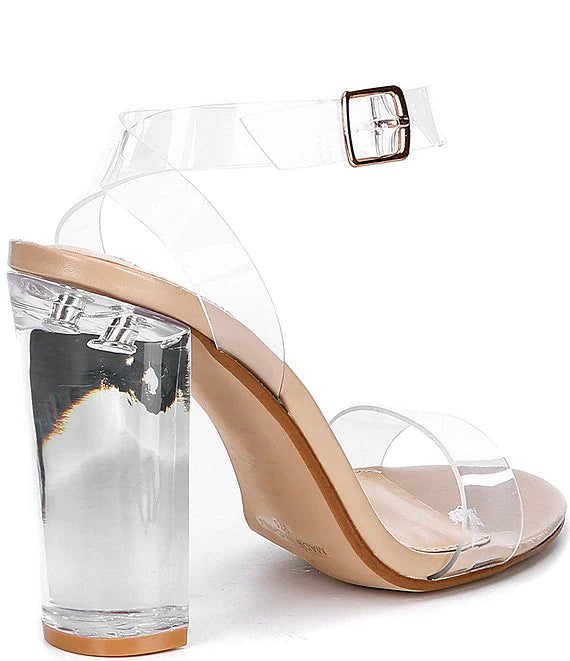 Camille Lucite Clear Block Heel Dress Sandals - STEVE MADDEN WOMAN