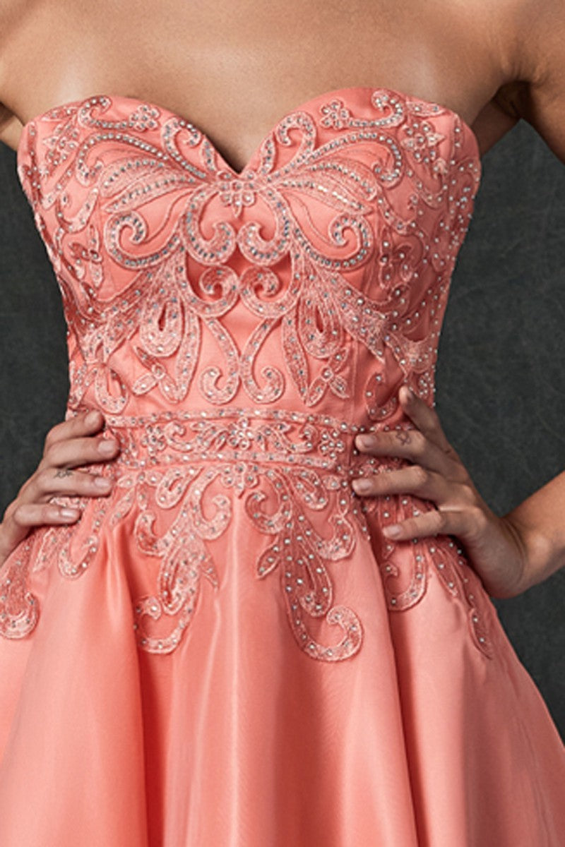 Embellished Strapless Tulle Homecoming Dress