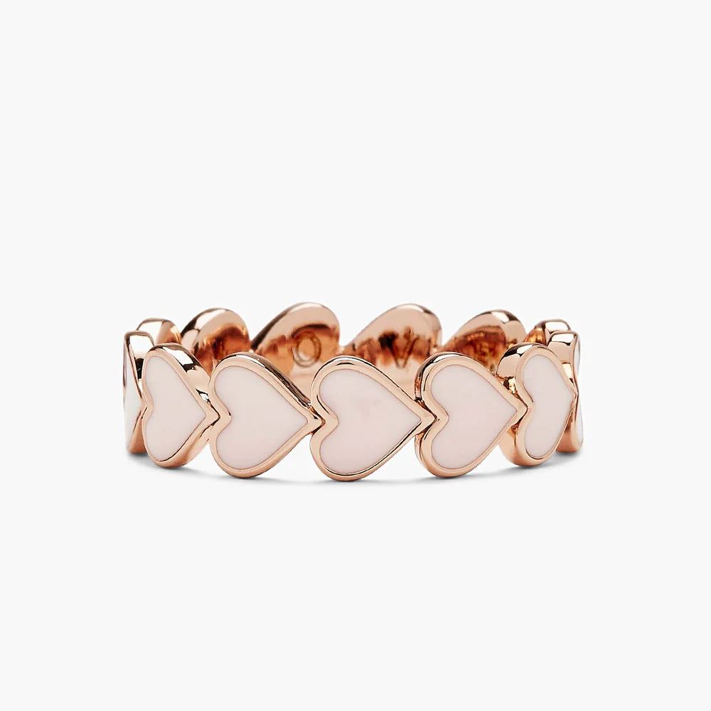 Pura Vida Rose Gold Love Enamel Heart Band Ring