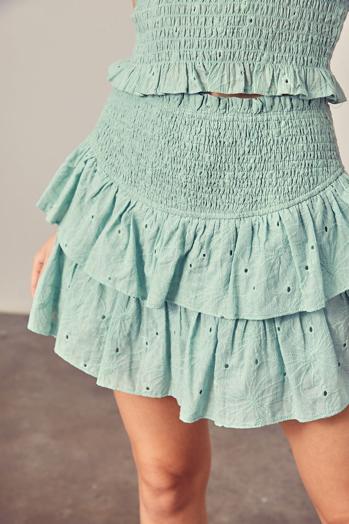 MS Eyelet Ruffle Skirt With Shorts
