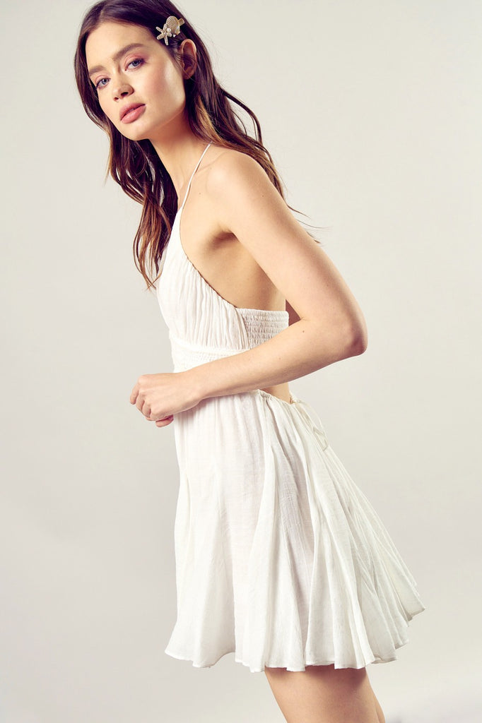 MS Lace Trim Drawstring Dress
