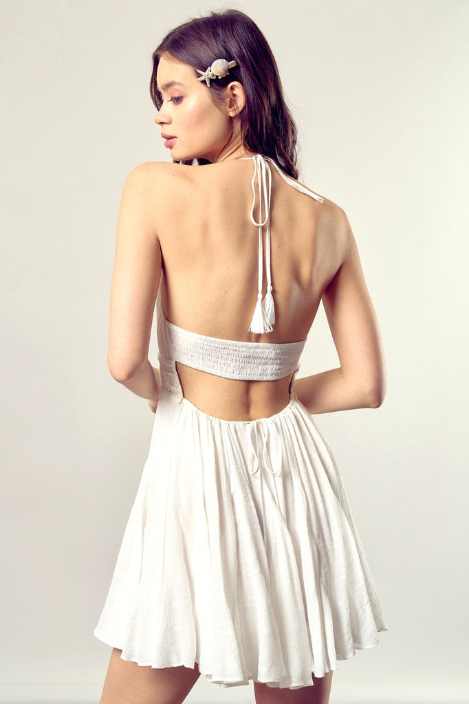 MS Lace Trim Drawstring Dress