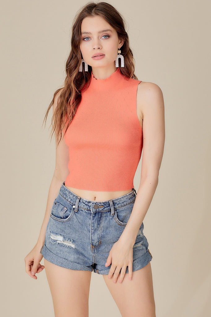 MS Knitted Mock Neck Top