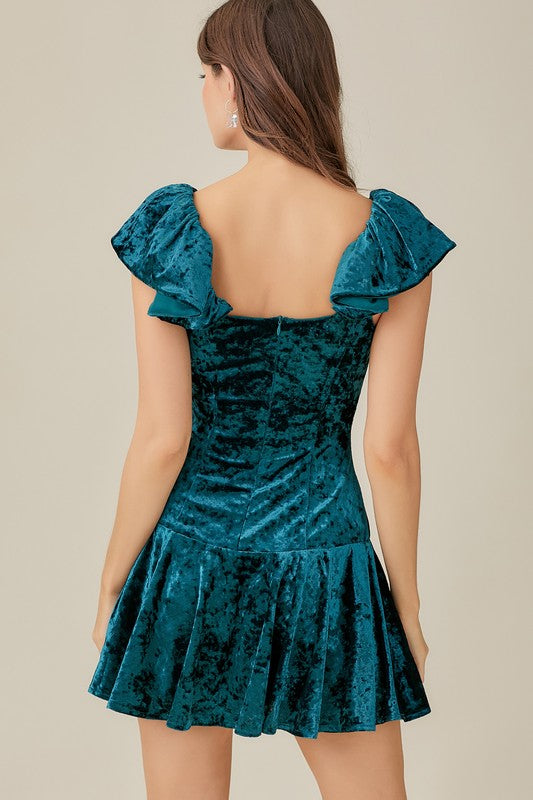 MS Ruffle Velvet Dress