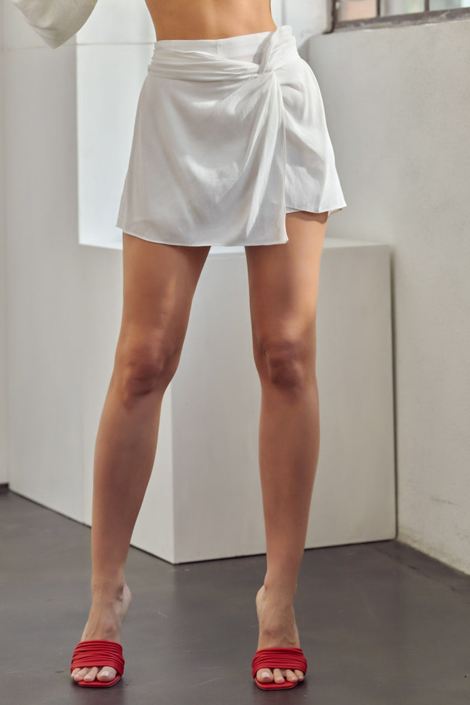 MS Elastic Waist Twist Wrap Skort