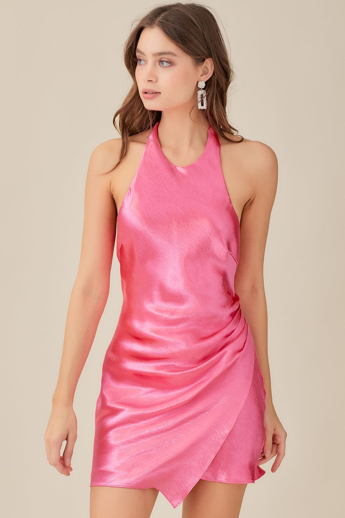 MS Flamingo Open Back Halter Dress