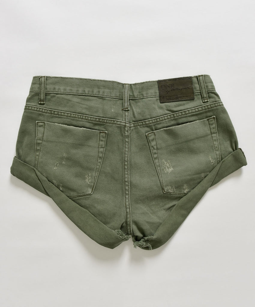 Super Khaki Bandits Denim Shorts - ONE TEASPOON