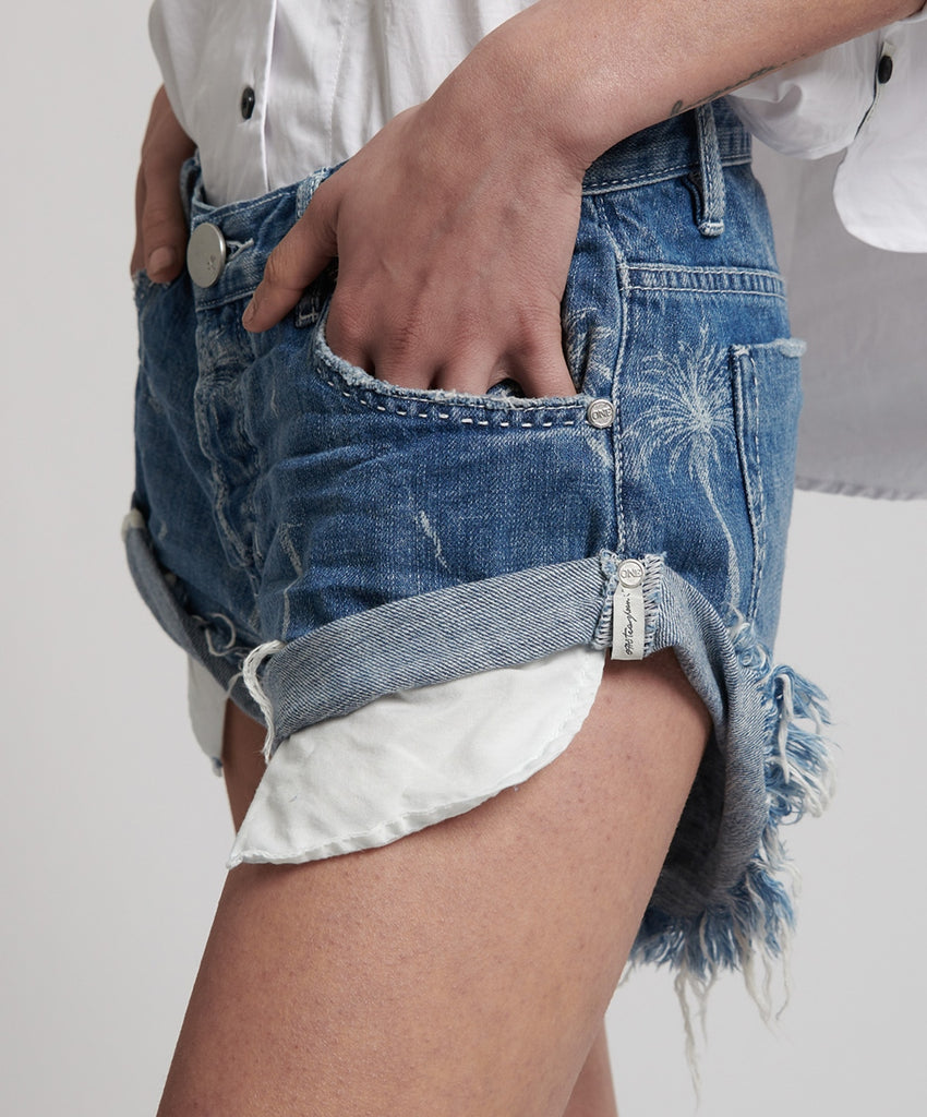 Ocean Blue Malibu Bandit Denim Shorts - One Teaspoon