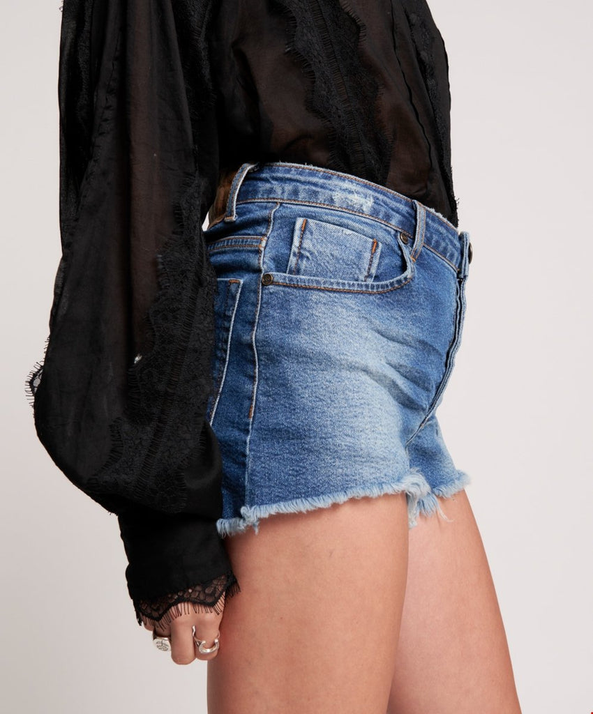 Soho Blue Bonita High Waist Denim Short