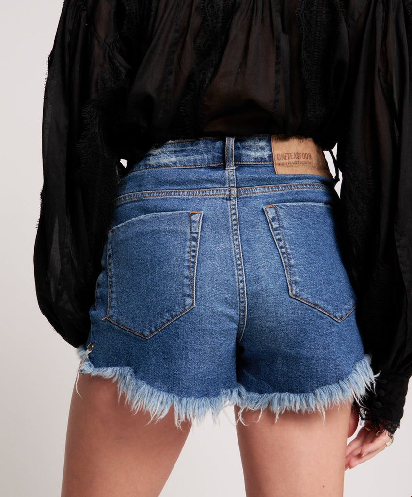 Soho Blue Bonita High Waist Denim Short
