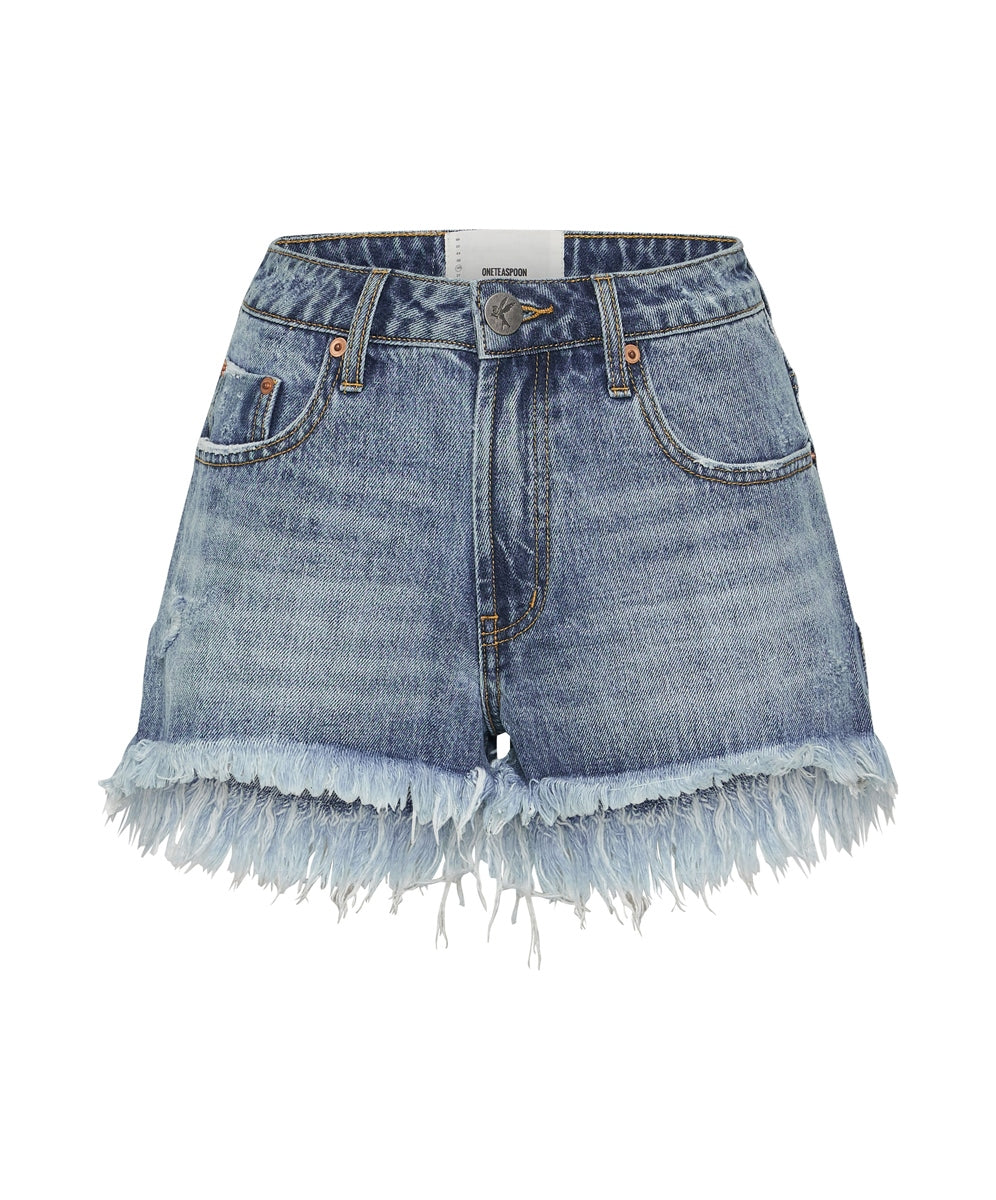 HOLLYWOOD BONITAS HIGH WAIST DENIM SHORT - ONE TEASPOON