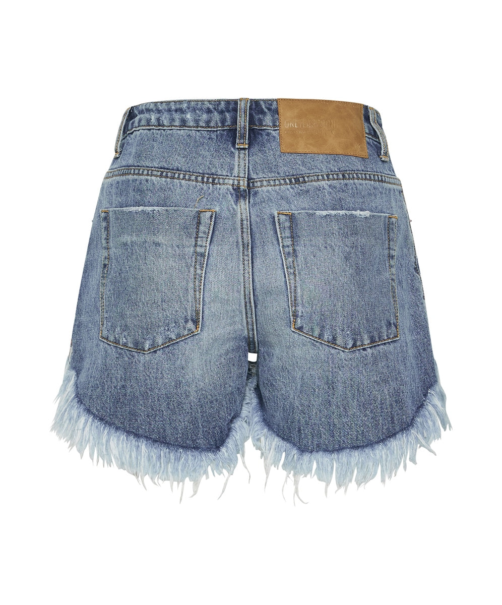 HOLLYWOOD BONITAS HIGH WAIST DENIM SHORT - ONE TEASPOON