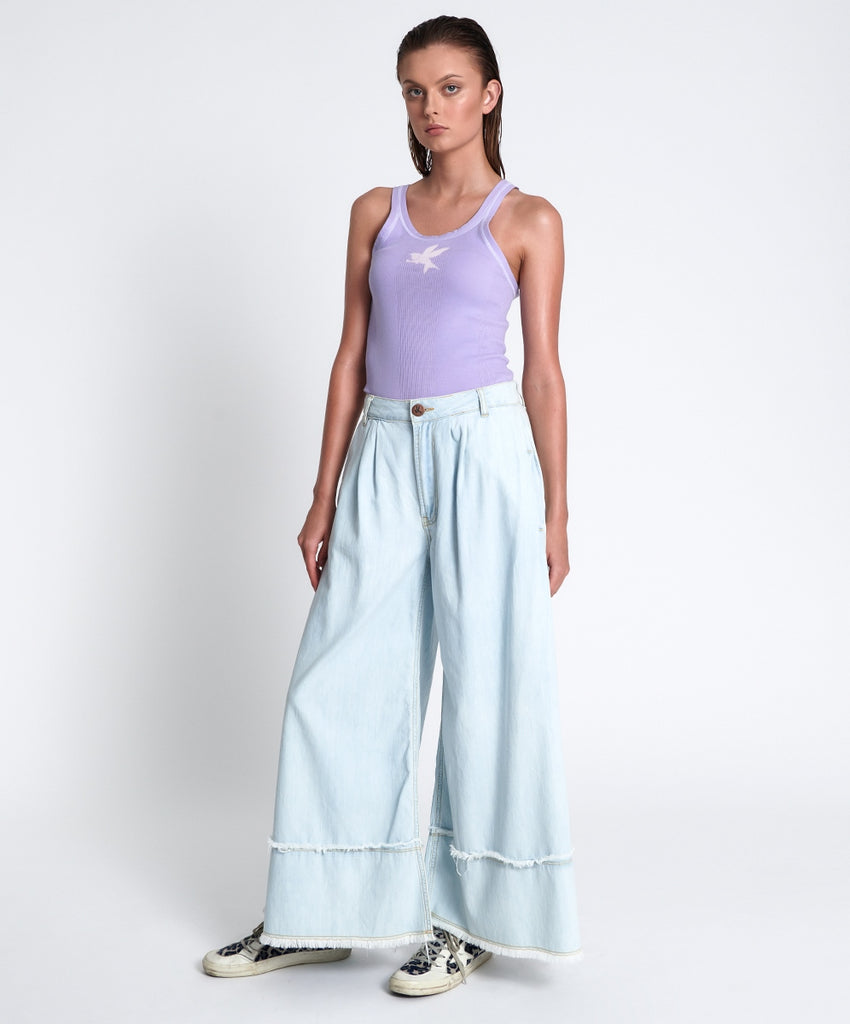 ONE TEASPOON CAPRI BLUE MAVERICK WIDE LEG JEANS