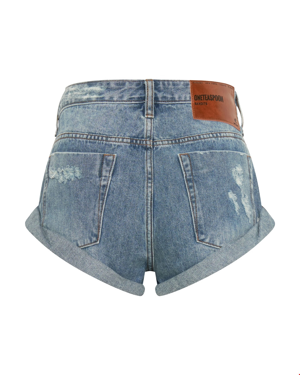 Cobaine Bandits Low Waist Denim Shorts - One Teaspoon