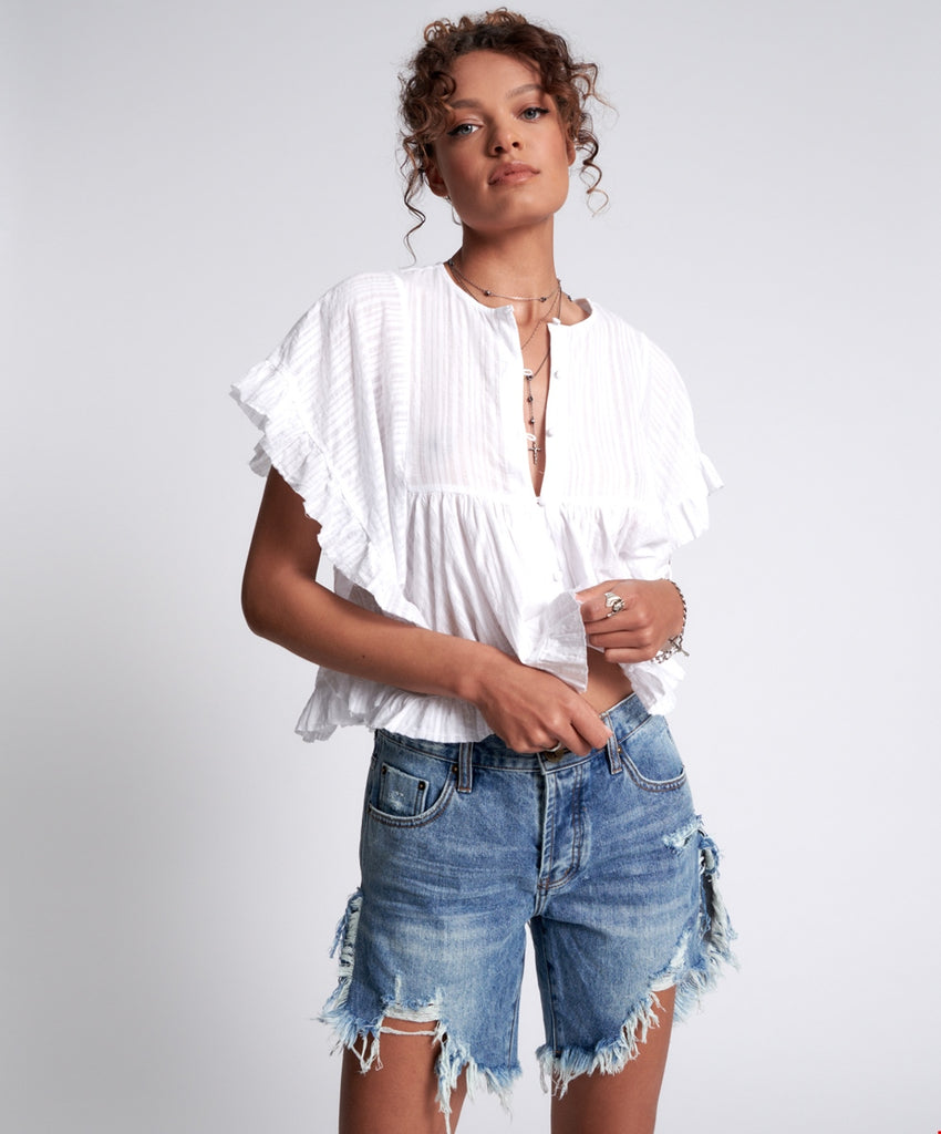 Cobaine Frankies Long Length Denim Shorts - One Teaspoon
