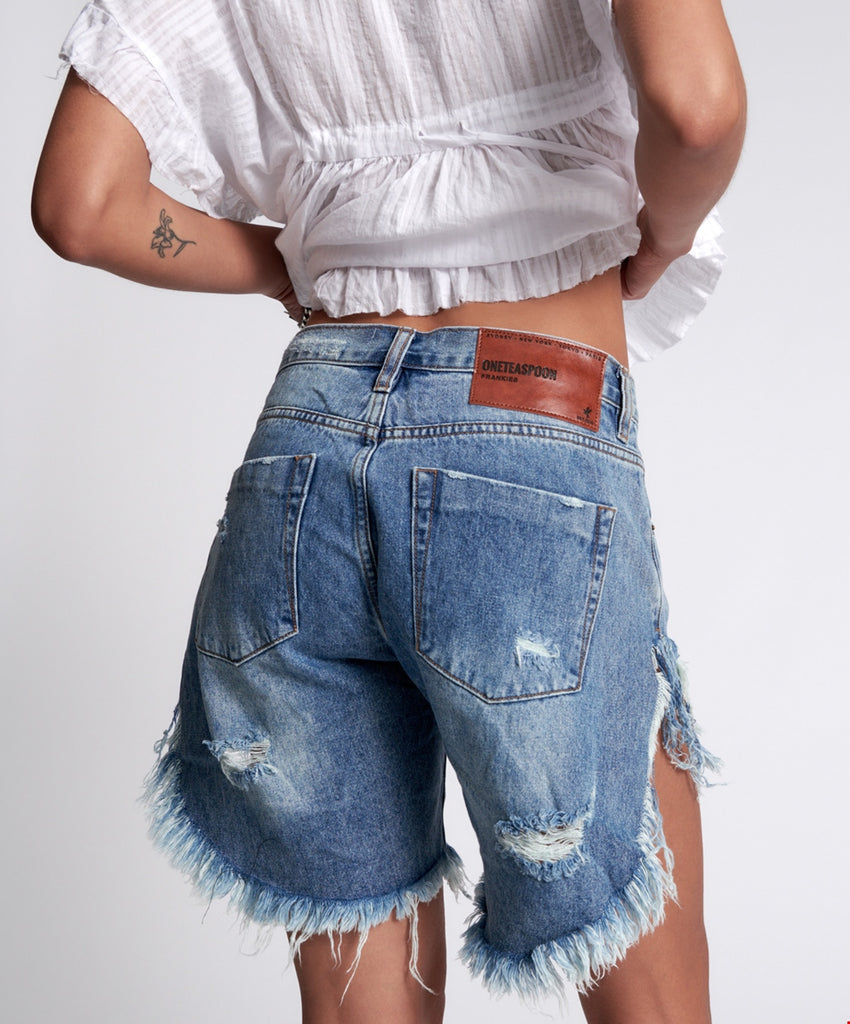 Cobaine Frankies Long Length Denim Shorts - One Teaspoon