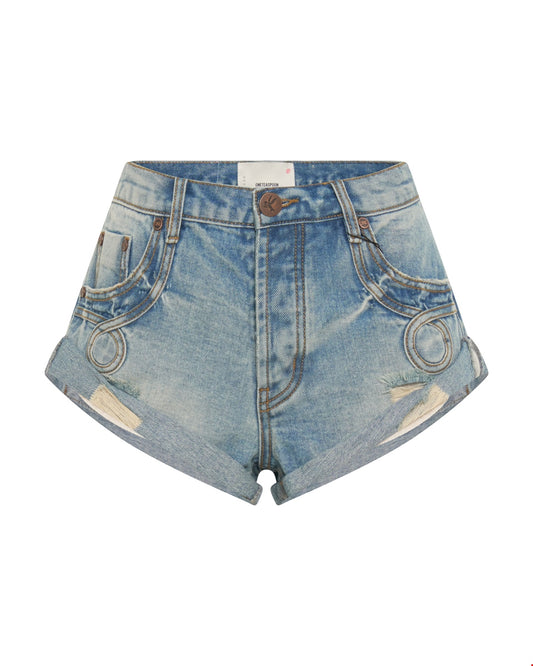 Sunbeach Blue Bandits Low Waist Denim Shorts - One Teaspoon