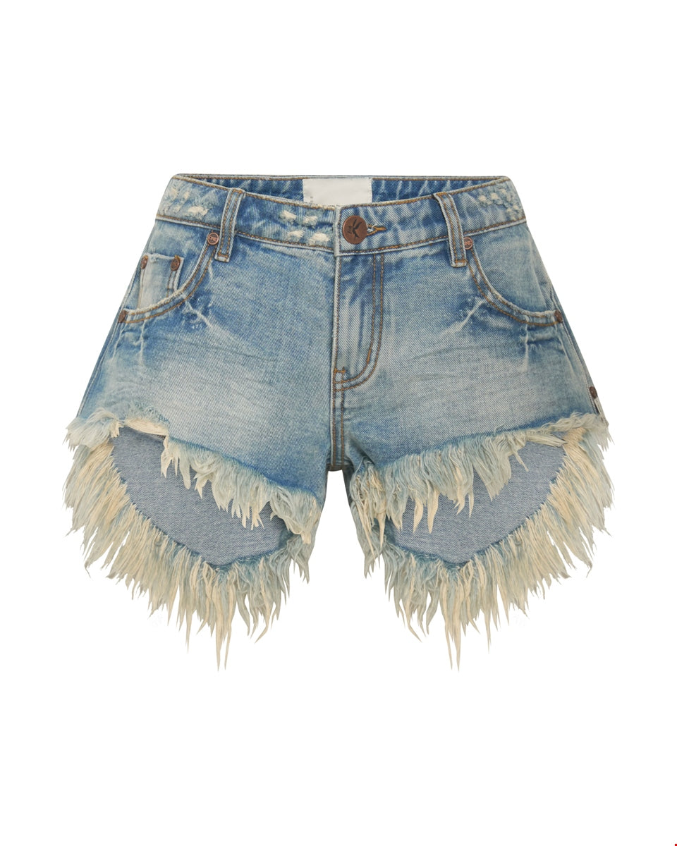 Sunbeach Blue Bonitas Low Waist Denim Shorts - One Teaspoon