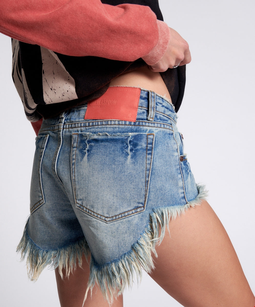 Sunbeach Blue Bonitas Low Waist Denim Shorts - One Teaspoon