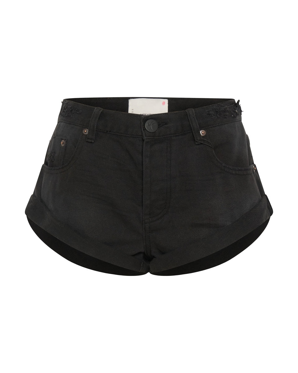 Black Oak Bandits Low Waist Denim Shorts - ONE TEASPOON