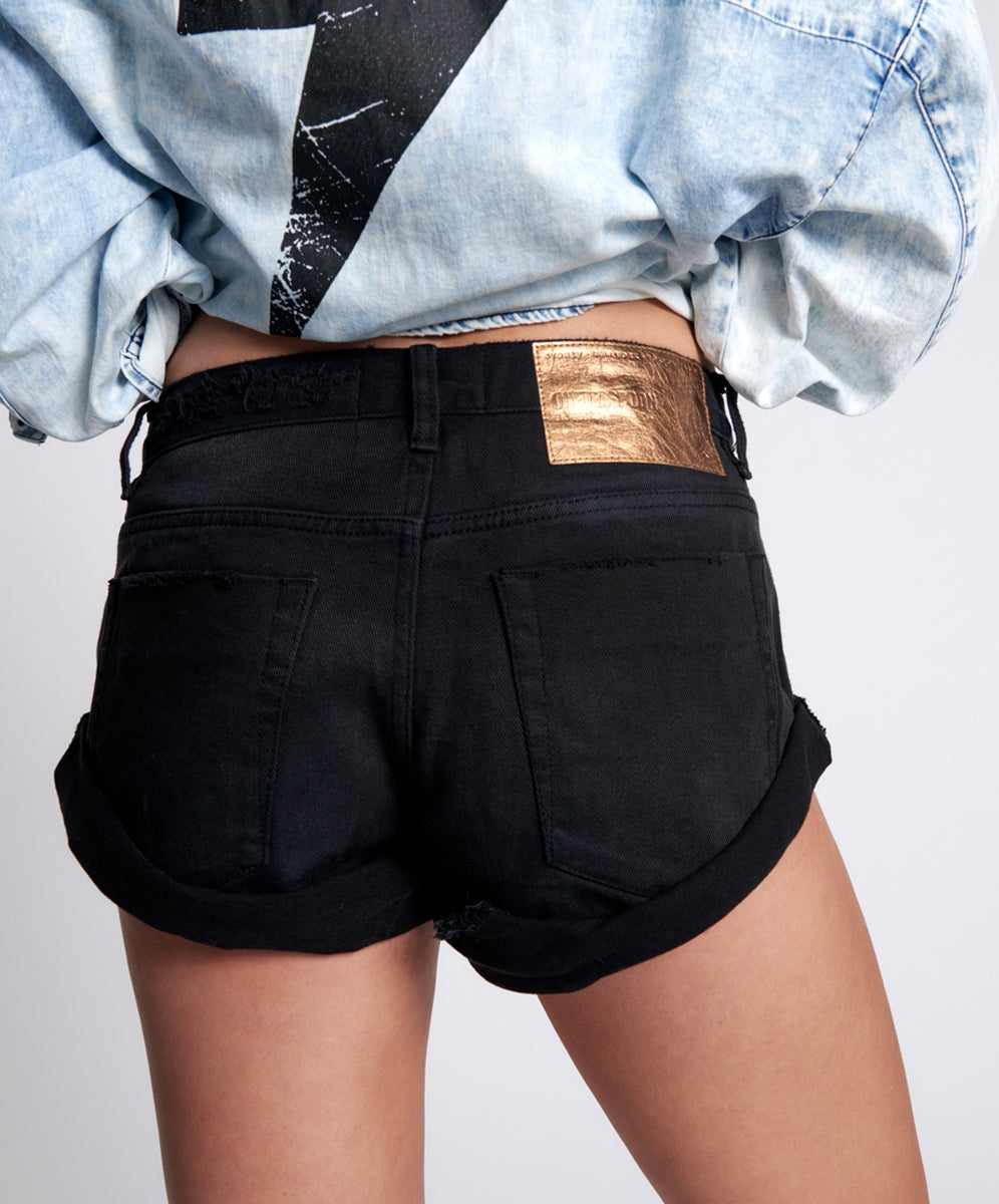 Black Oak Bandits Low Waist Denim Shorts - ONE TEASPOON